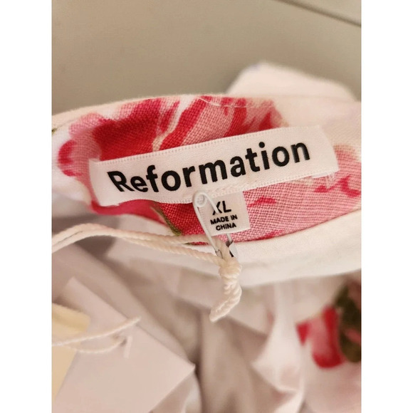 NWD Reformation Selia Linen Midi Dress Size XL Backless Floral Ties - Picture 10 of 16